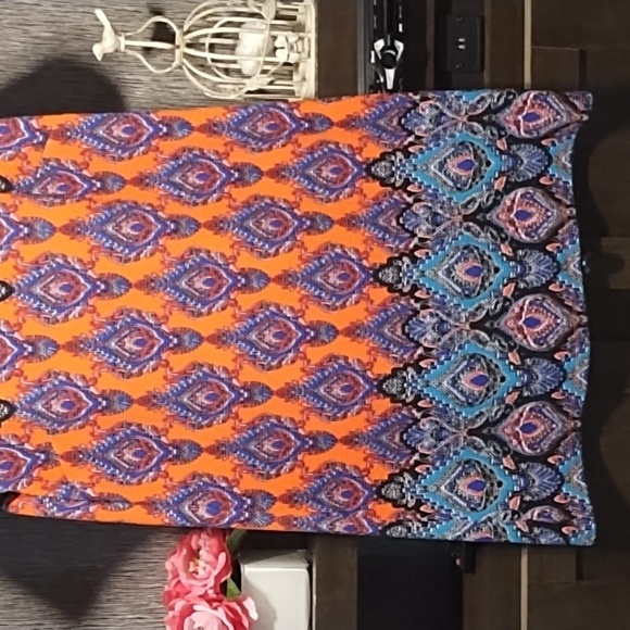 London Times Dress Colorful Print Short Sleeves Mini/Midi Size 14 - Picture 3 of 12